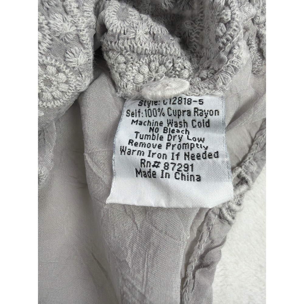 Johnny Was Eyelet Embroidered Blouse Women XL Grey Lace Boho Relaxed Elegant - Picture 7 of 12